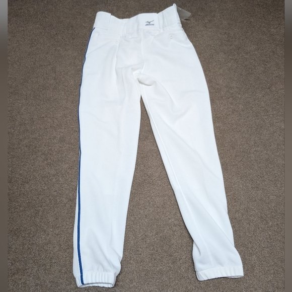 MIZUNO (Men's small) White Baseball Pants with Blue Stripe NWT - Picture 2 of 8